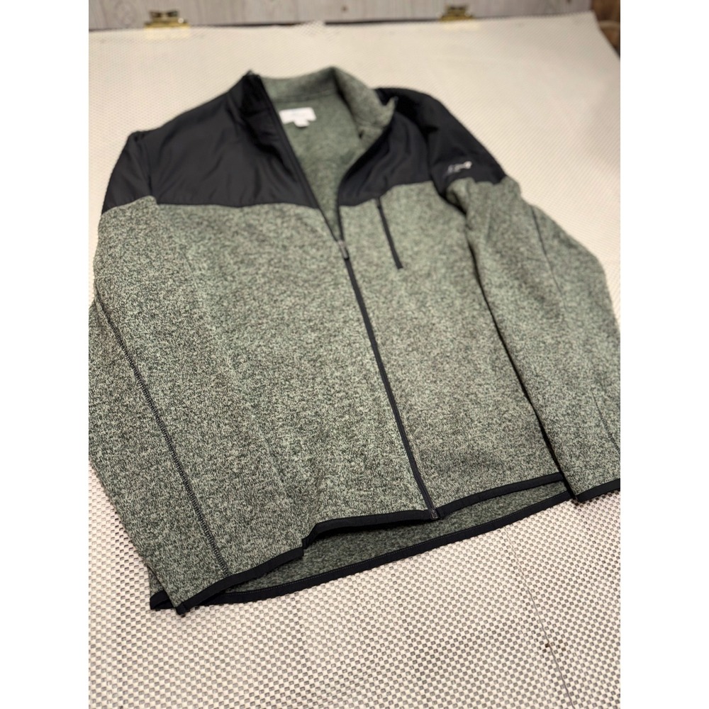 GREG NORMAN ATTACK LIFE Mens XL Full Zip Fleece Jacket Green Black Color Block